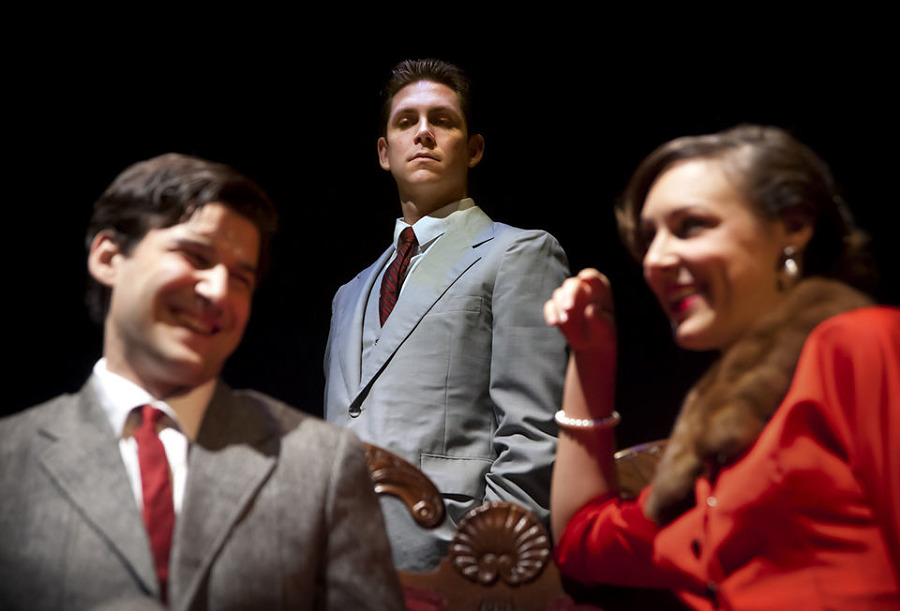 Luke Armstrong, Andrew Beck and Cassie Greer in Bag&Baggage's 2014 Halloween offering, "Dial 'M' for Murder." (Photo by Casey Campbell)