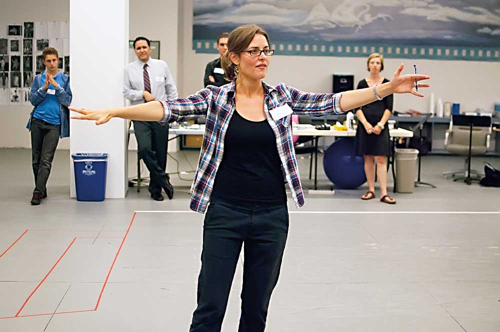 Lear deBessonet in rehearsal for "The Odyssey" at the Old Globe. (Photo by Jeffrey Weiser)