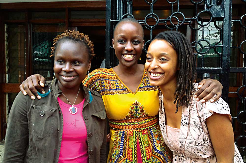 From left, Kendu Hearth organizers Acaye Elizabeth Pamela, Aida Mbowa and Mumbi Tindyebwa. (Photo by Sarah Cameron Sunde)