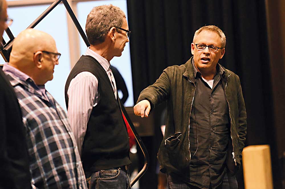 From left, Henry Krieger, Bill Russell and Bill Condon in rehearsal at La Jolla Playhouse. (Photo by Sandy Huffaker)