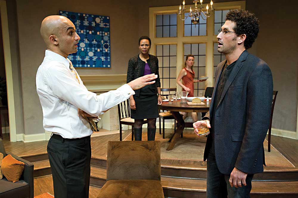 From left, Usman Ally, Alana Arenas, Lee Stark, and Benim Foster in the premiere of "Disgraced" at Chicago’s American Theater Company.