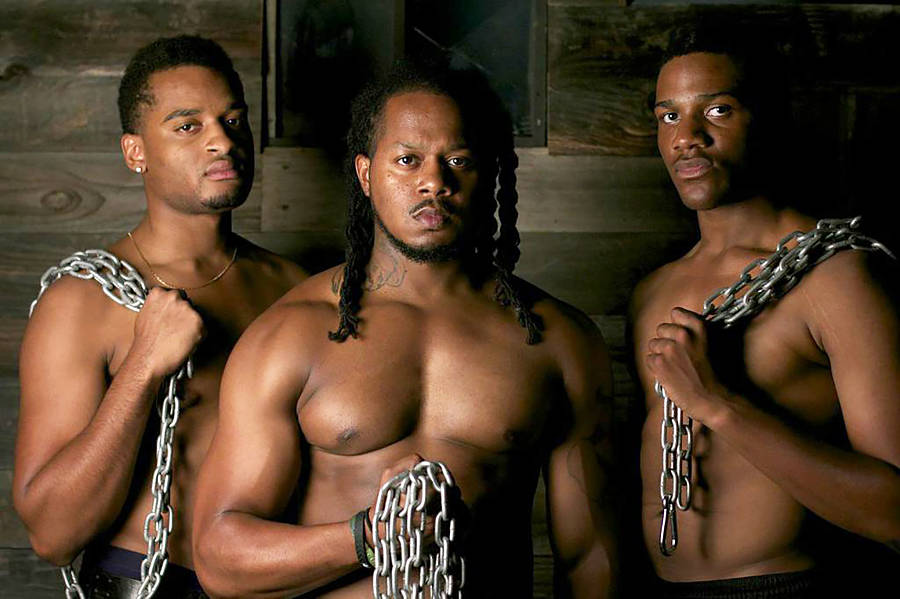 "The Brothers Size" by Tarell Alvin McCraney, at the Jubliee Theatre; pictured: Adam A. Anderson, Rico Romalus Parker, Seun Soyemi