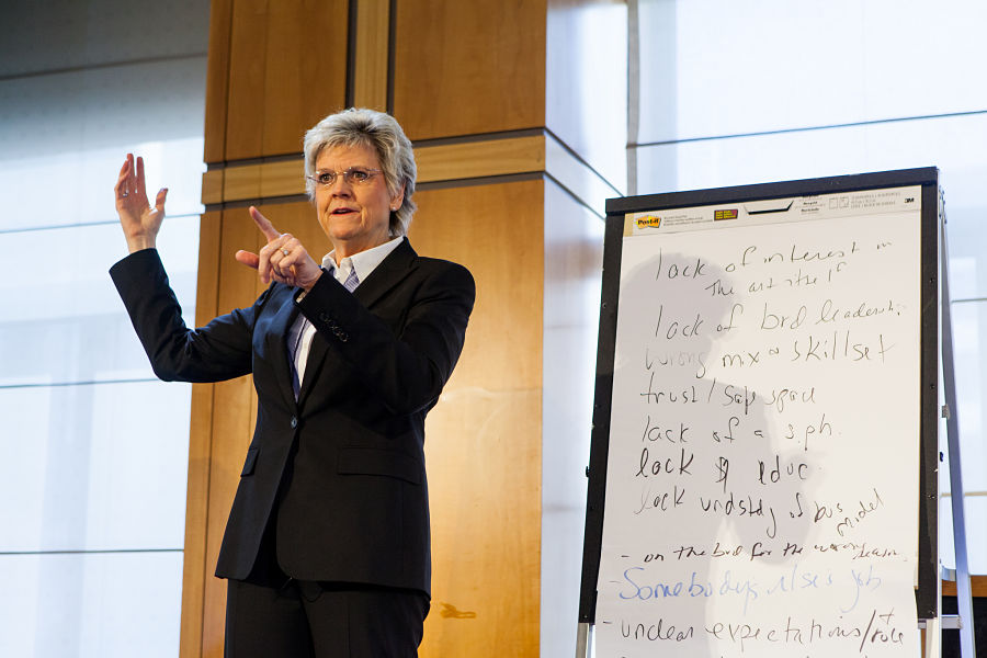 Dr. Cathy A. Trower delivers a session at the 2014 TCG Fall Forum. (Photo by Isaiah Tanenbaum)