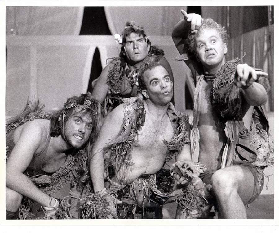 Artson Hardison, Jim Warde, Lee Arenberg and Robbins in a 1984 production of "Midsummer," which Robbins also directed.