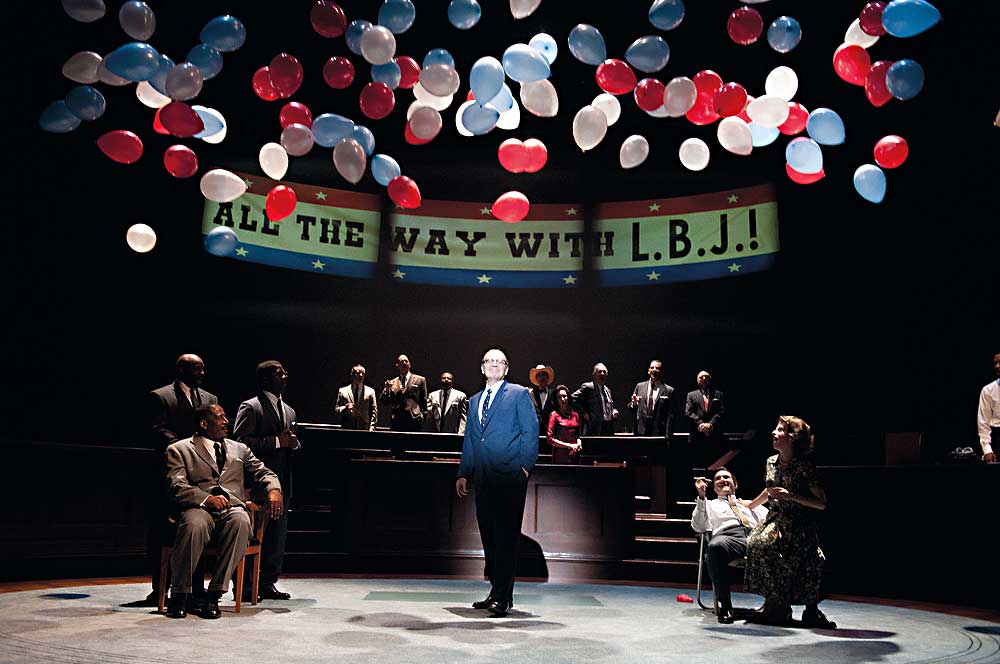 Jack Willis, center, as Lyndon Baines Johnson in Robert Schenkkan's "All The Way" at Oregon Shakespeare Festival in 2012. (Photo by Jenny Graham)
