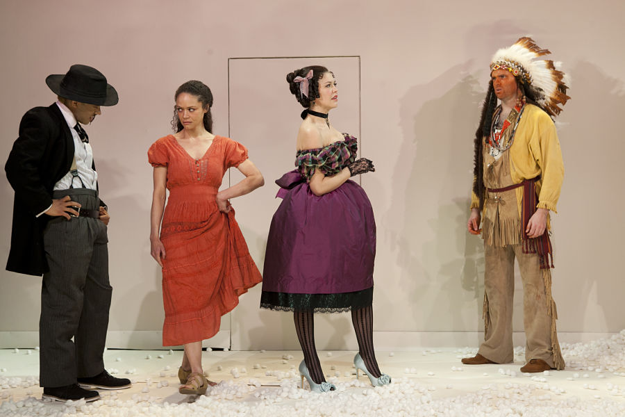 "An Octoroon" at Soho Rep. Pictured: Chris Myers, Amber Gray, Zoë Winters, and Danny Wolohan. (Photo by Pavel Antonov)