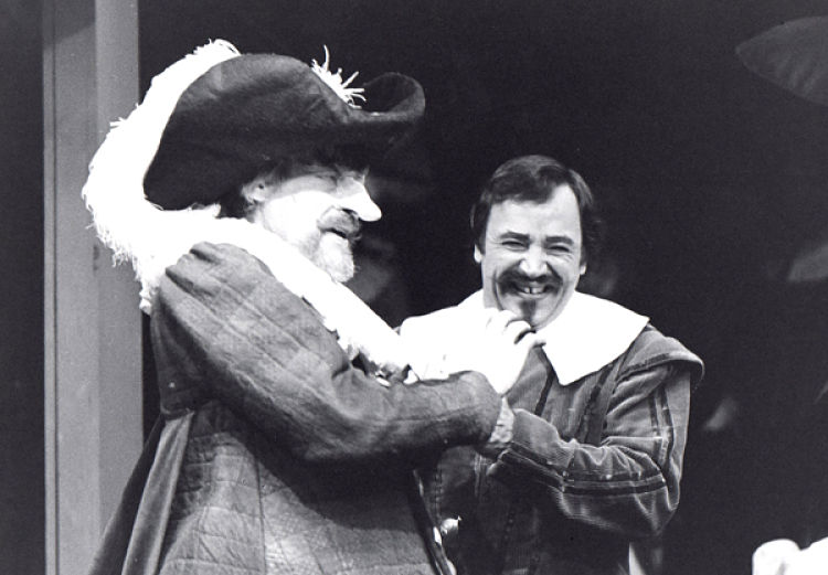 Barry with Ron Steelman in "Cyrano de Bergerac," 1977.