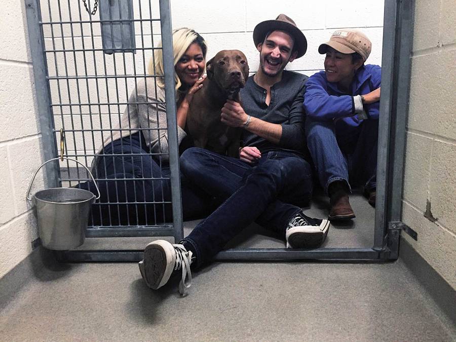 Latoya Rhodes, Cora (dog), Tyson Baker and playwright Jenifer Nii. (Photo by Cheryl Cluff)
