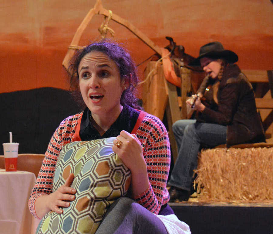 "Late: A Cowboy Song" by Sarah Ruhl, at Custom Made Theatre Co. in San Francisco through Feb. 1. Pictured: Maria Leigh and Red Lauren Preston. (Photo by Jay Yamada)