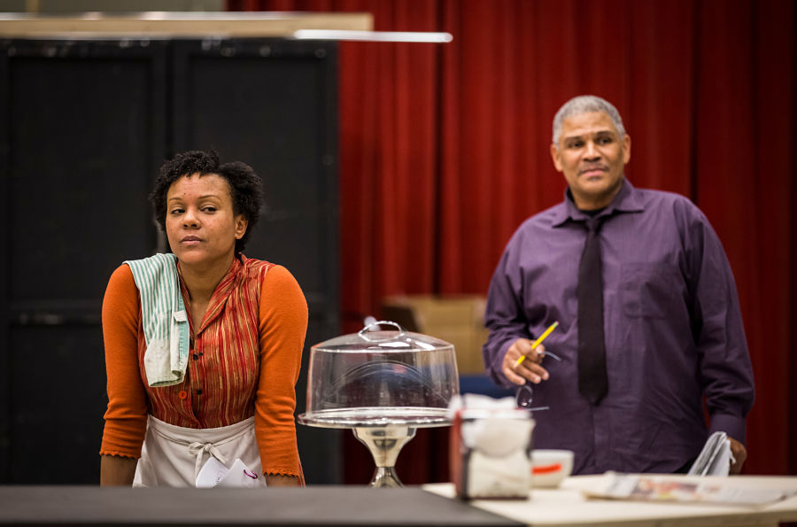 Nambi E. Kelley and Ron OJ Parson in rehearsal for "Two Trains Running" at the Goodman Theatre.