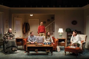 Peter Friedman, Danny McCarthy, Michael Countryman, Hannah Bos and Carolyn McCormick in "The Open House" by Will Eno at Signature Theatre. (Photo by Joan Marcus)