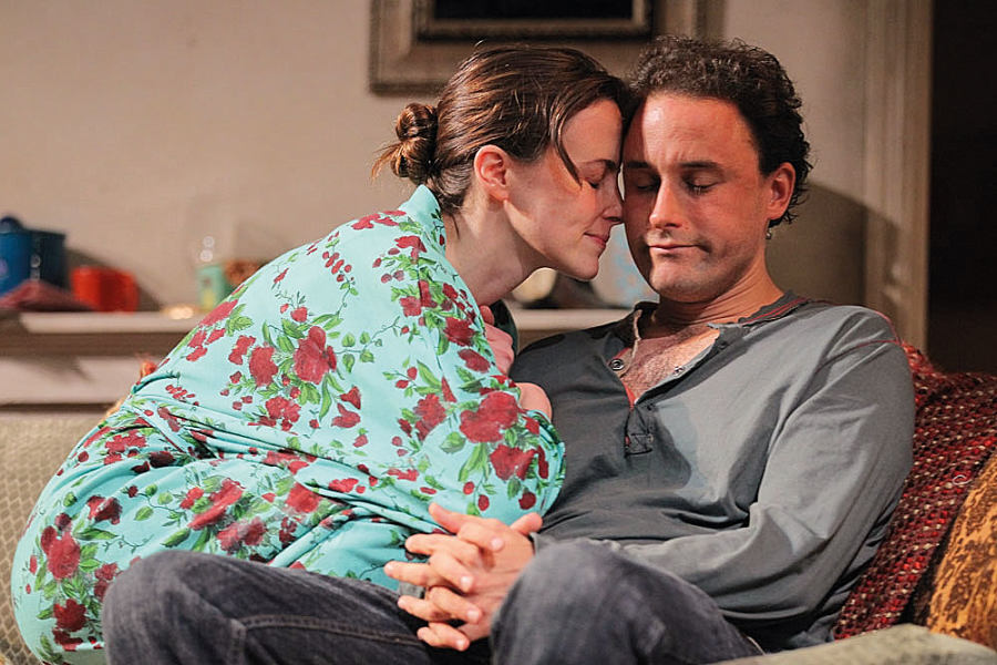 Maria Dizzia and Greg Keller in "Belleville" at Yale Rep. (Photo by Joan Marcus)