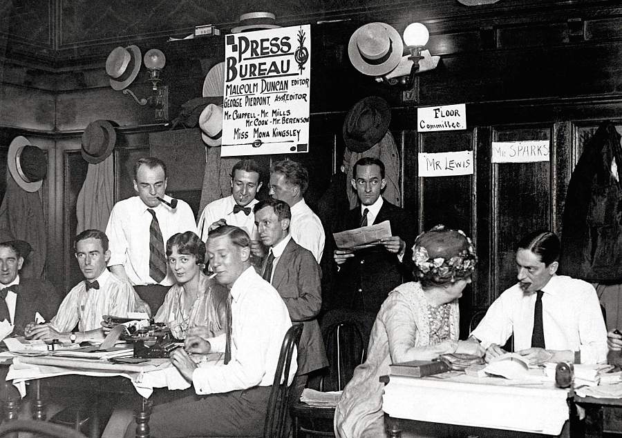 The press bureau for the 1919 strike. (Photo courtesy of the Billy Rose Theatre Division, New York Public Library for the Performing Arts, Astor, Lennox, and Tilden Foundation)