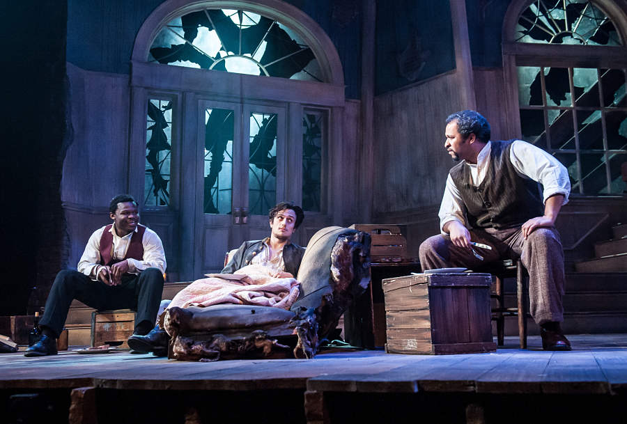 Taamu Wuya, Max Eddy and Jerold Solomon “The Whipping Man” at Virginia Rep. (Photo by Aaron Sutten)