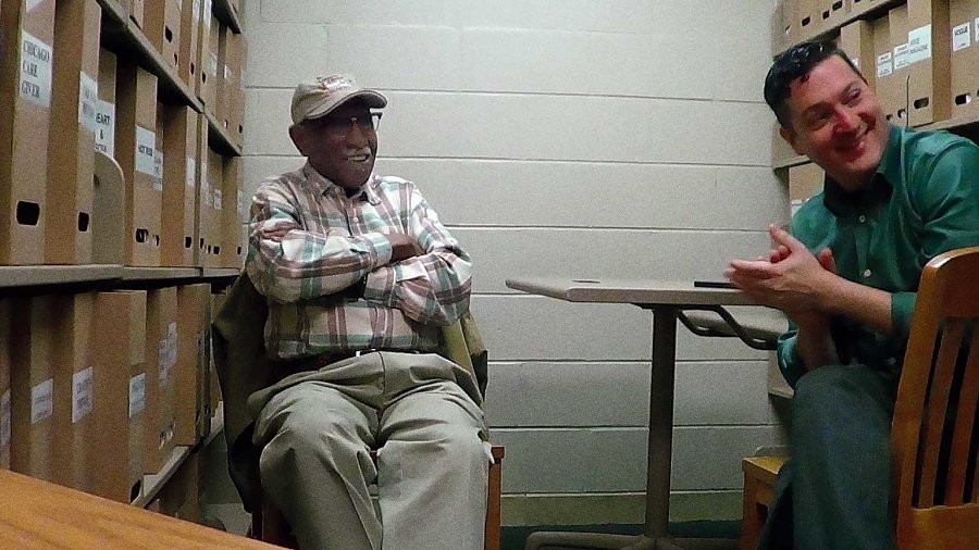 Paparelli interviews activist and historian Timuel Black in May 2014. 