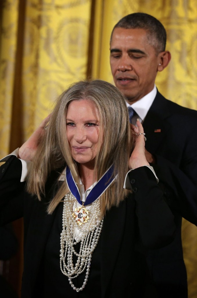 Barbra Streisand receives the 2015 Presidential Medal of Freedom from President Barack Obama. (Photo by Alex Wong/Getty Images)
