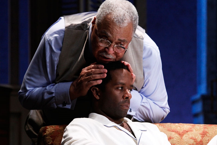 James Earl Jones and Adrian Lester in "Cat on a Hot Tin Roof" in the West End transfer. (Photo by Nobby Clark)