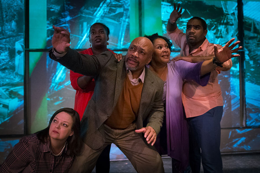 Erin Wilson, Michal Star Johnson, Henry Clay Middleton, Joy Vandervort-Cobb, and Michael Smallwood in "Citizen: An American Lyric" at PURE Theatre. (Photo by David Mandel)
