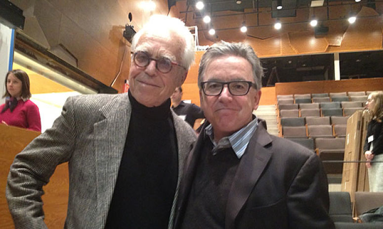 John Guare with Jim Houghton at the Signature Theatre's new Off-Broadway space.