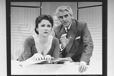 Tovah Feldshuh (Maria) and Ron Holgate (Tito) in "Lend Me a Tenor" on Broadway. (Photo by Martha Swope)