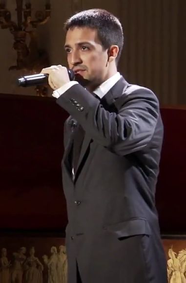 Lin-Manuel Miranda performing the opening number of "Hamilton" at the White House in 2009.