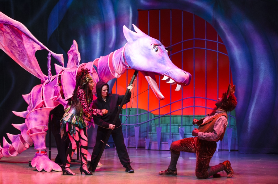 Danyé Evonne, Lyndsay Ricketson, and Monté J. Howell in the Alliance Theatre’s 2013--14 production of "Shrek the Musical." (Photo by Greg Mooney)