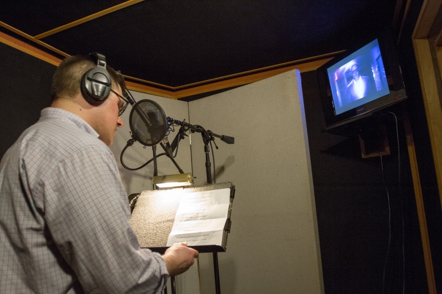 Rich Sommer (of AMC’s “Mad Men”) records Shakespeare’s Sonnet 129 at Silver Sound in New York City. (Photo by Martin Harri)