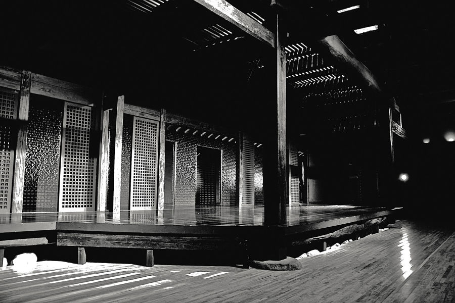 Interior of the New Toga Theatre, the largest gasshozukuri-style structure in the world