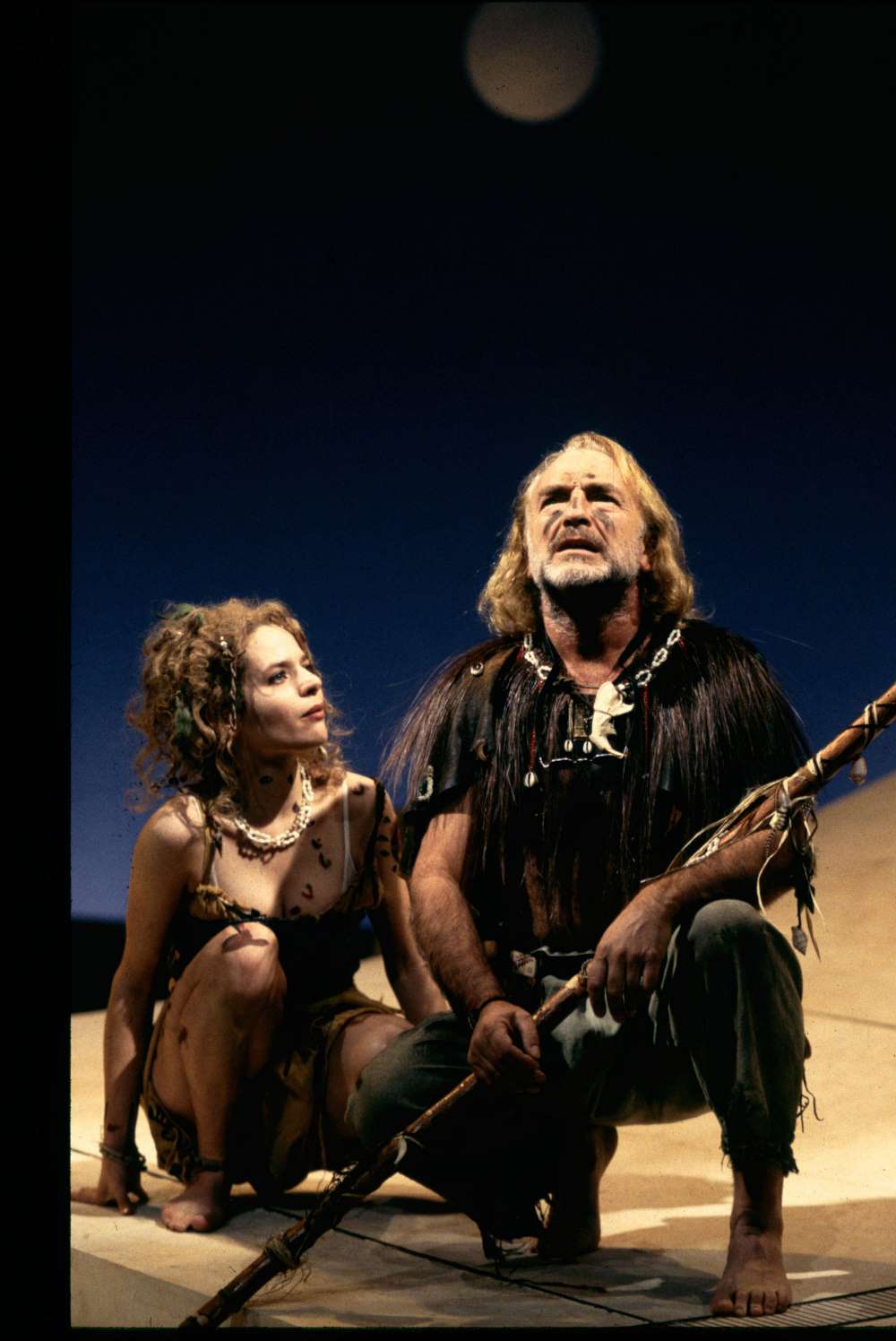 Jessalyn Gilsig with Paul Freeman in "The Tempest" at American Repertory Theatre in 1995, (Photo Richard Feldman)
