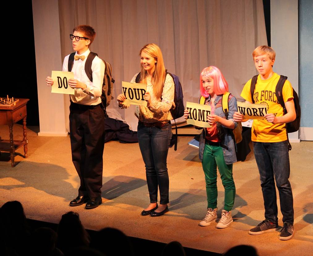 The cast of Boston Children’s Theatre’s world premiere musical "The Homework Machine" in 2014. (Photo by Leighanne Sturgis)