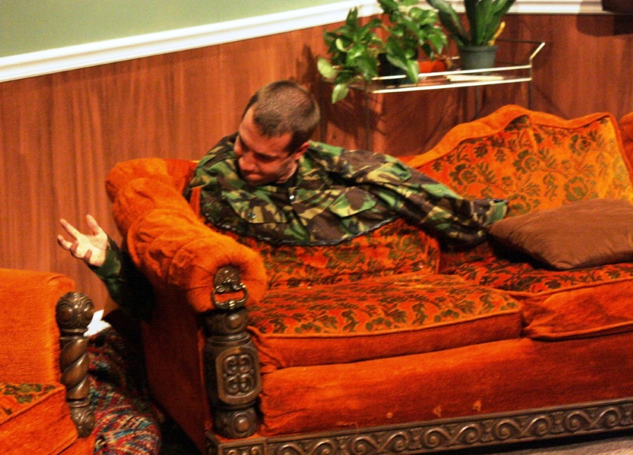 "The Manin the Couch," by Alison Meirowitz/McCarthy, at the Science Fiction Theatre Company of Boston in 2012. Pictured: Andrew Cromartie. (Photo by Becca Lewis) 