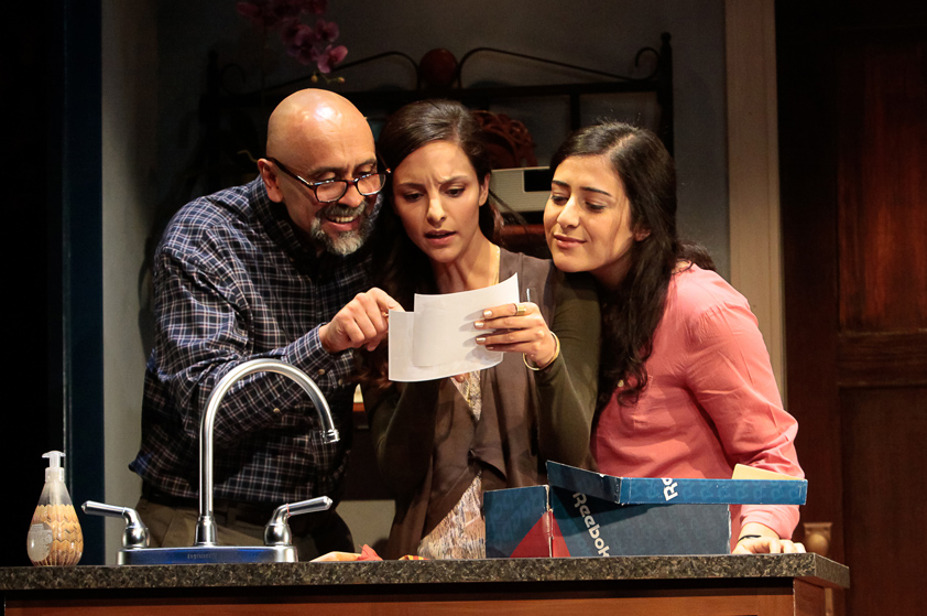 Bernard White, Tala Ashe, and Nadine Malouf in Ayad Akhtar's "The Who and the What" at Lincoln Center in 2014. (Photo by Erin Baiano)
