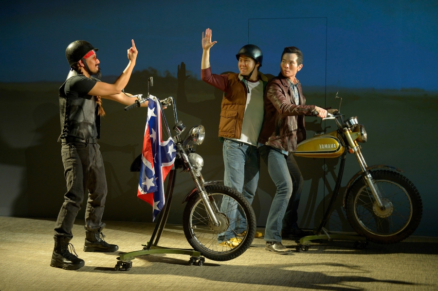 "Vietgone" by Qui Nguyen, at American Conservatory Theater in San Francisco, through April 22.Pictured: James Seol, Stephen Hu, and Jomar Tagatac. (Photo by Kevin Berne)