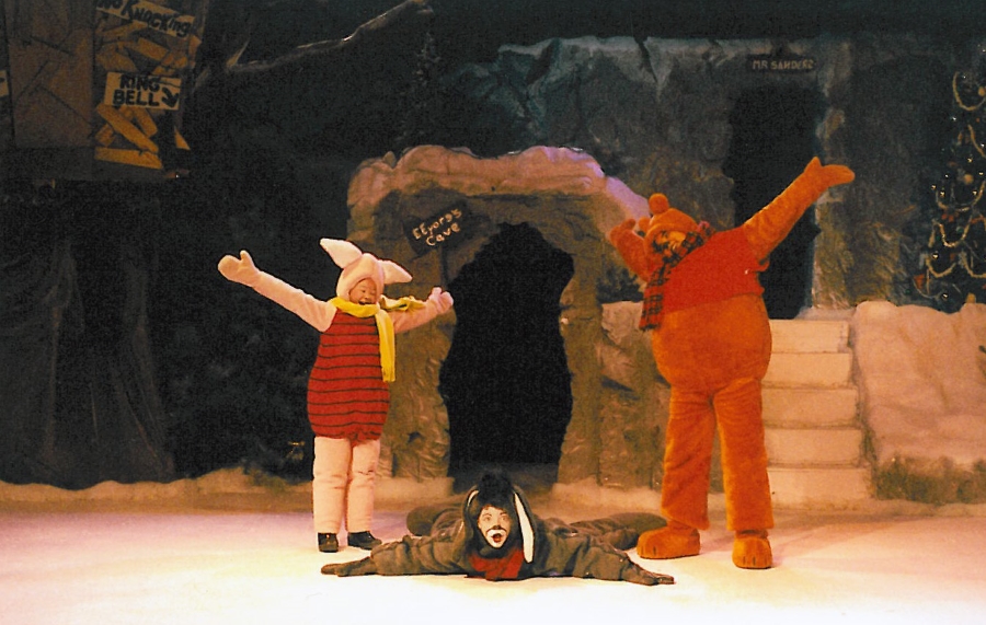 Kimiko Glenn, Emma Stone, and Molly Robinson in "Winnie the Pooh Christmas Tail" at Valley Youth Theatre in 2002.