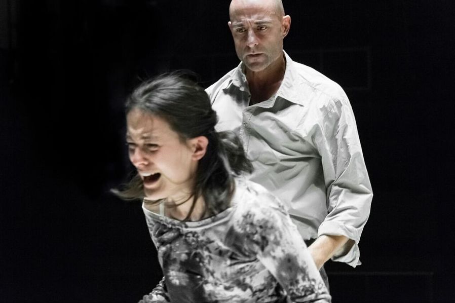 Phoebe Fox and Mark Strong in "A View From the Bridge" on Broadway. (Photo by Jan Versweyveld)