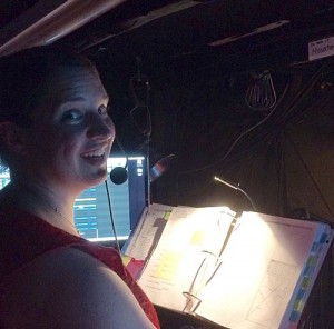 Amanda Spooner stage managing '10 Out of 12.'