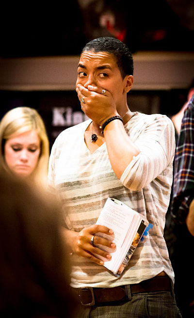 Jessika Williams in rehearsal for "Twelfth Night" at the American Shakespeare Center. (Photo by Jay McClure)