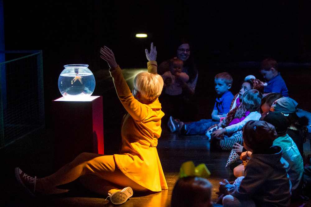 Ann Carlson in 'Animal Dance' at Children's Theatre Company. (Photo by Dan Norman)