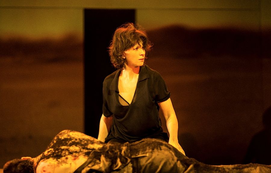 Juliette Binoche in "Antigone," directed by Ivo van Hove, at the Brooklyn Academy of Music. (Photo by Jan Versweyveld)