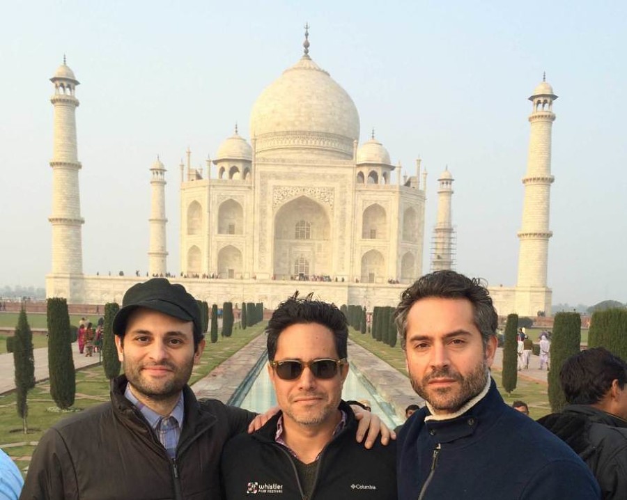 Arian Moayed, Rajiv Joseph and Omar Metwally at the Taj Mahal in Agra, India earlier this year.