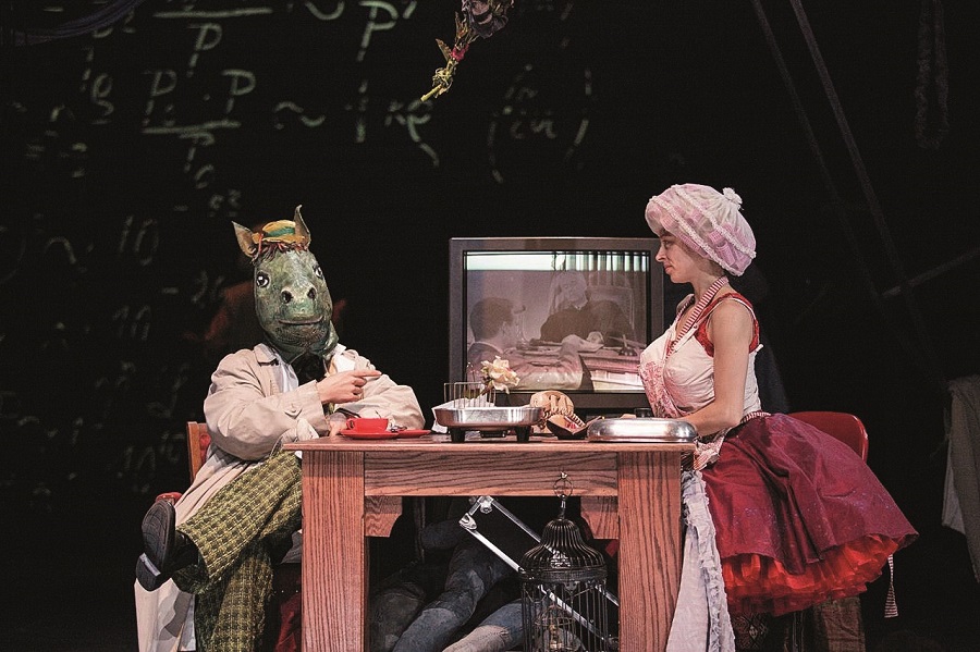 Matthew Glassman, left, and Hayley Brown in "The Grand Parade," a touring production by Double Edge Theatre of Massachusetts. (Photo by Maria Baranova)