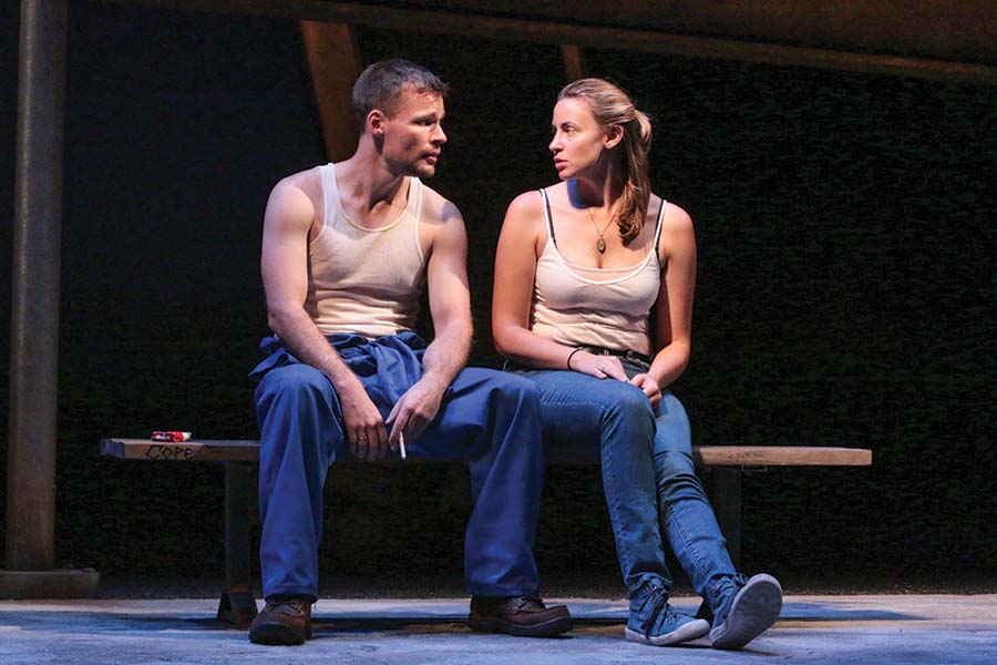 Josiah Bania and Alexandra Henrikson in "Ironbound" at Round House Theatre. (Photo by Cheyenne Michaels)