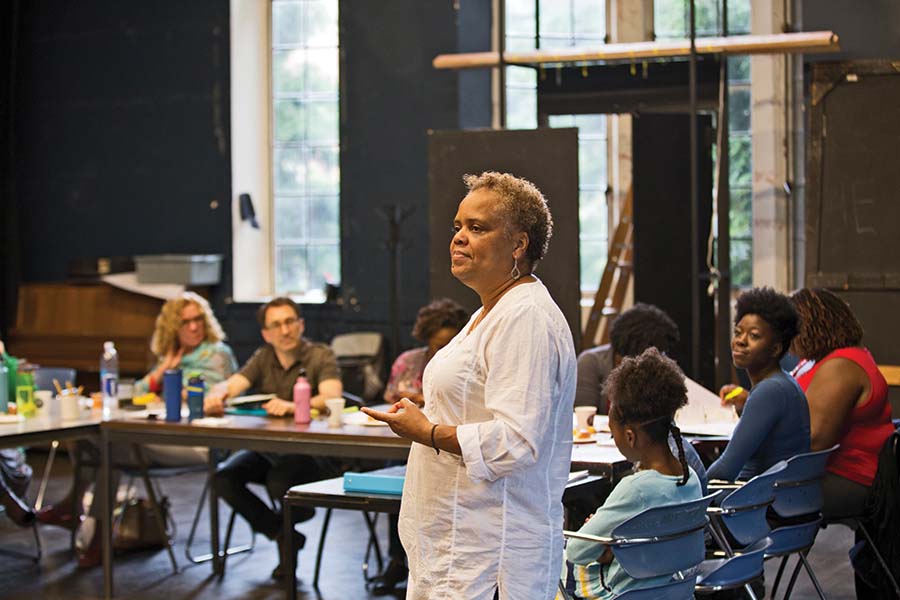 Director Valerie Curtis-Newton at the "Wedding Band" table read. (Photo by Alex Garland)