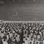 More than 1,000 (some sources say 1,400) inmates watch the 1957 performance from the Actor’s Workshop of San Francisco. (California Department of Corrections/Billy Rose Theatre Division, the New York Public Library for the Performing Arts)
