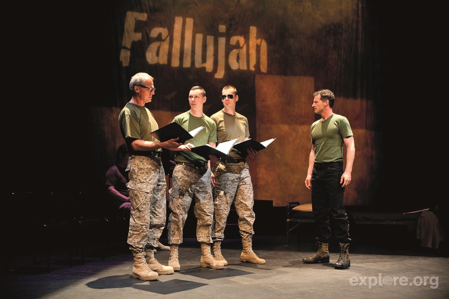 Willy Miles-Greenzberg, Nickolas Mayer, Christopher Mayell, and Ken Lavigne in Heather Raffo's opera "Fallujah." (Photo by explore.org)