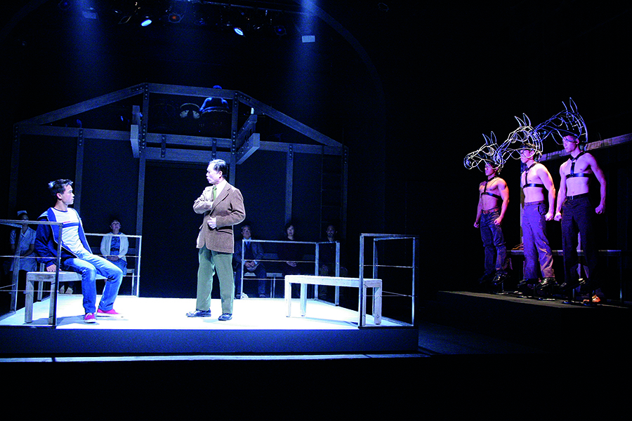 The cast of Peter Shaffer’s "Equus" including George Takei (center) in 2005, directed by Dang. (Photo by Michael Lamont)