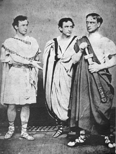 John Wilkes Booth, Edwin Booth, and Junius Booth Jr. in "Julius Caesar."