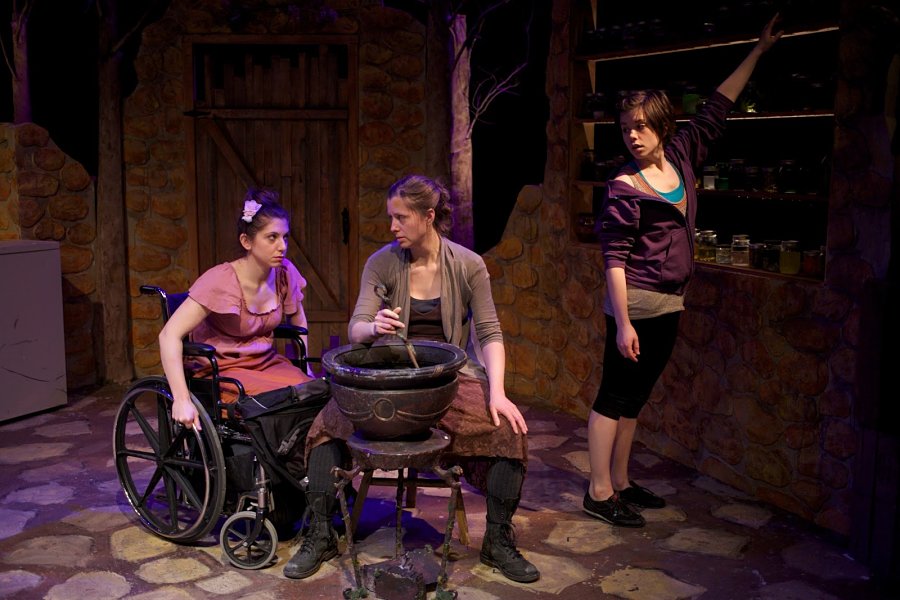 Erin Myers (center) with Stevie Chaddock Lambert and Charlotte Mae Ellison in "Brewed" at Theatre Wit in 2013.