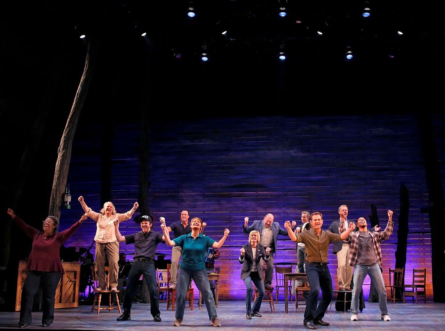 The cast of "Come From Away" at Seattle Repertory Theatre. (Photo by Chris Bennion)