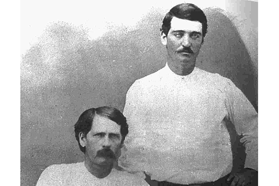 Wyatt Earp, sitting, and Bat Masterson in Dodge City, Kans., in 1876. (Jack DeMattos Collection/Public Domain)